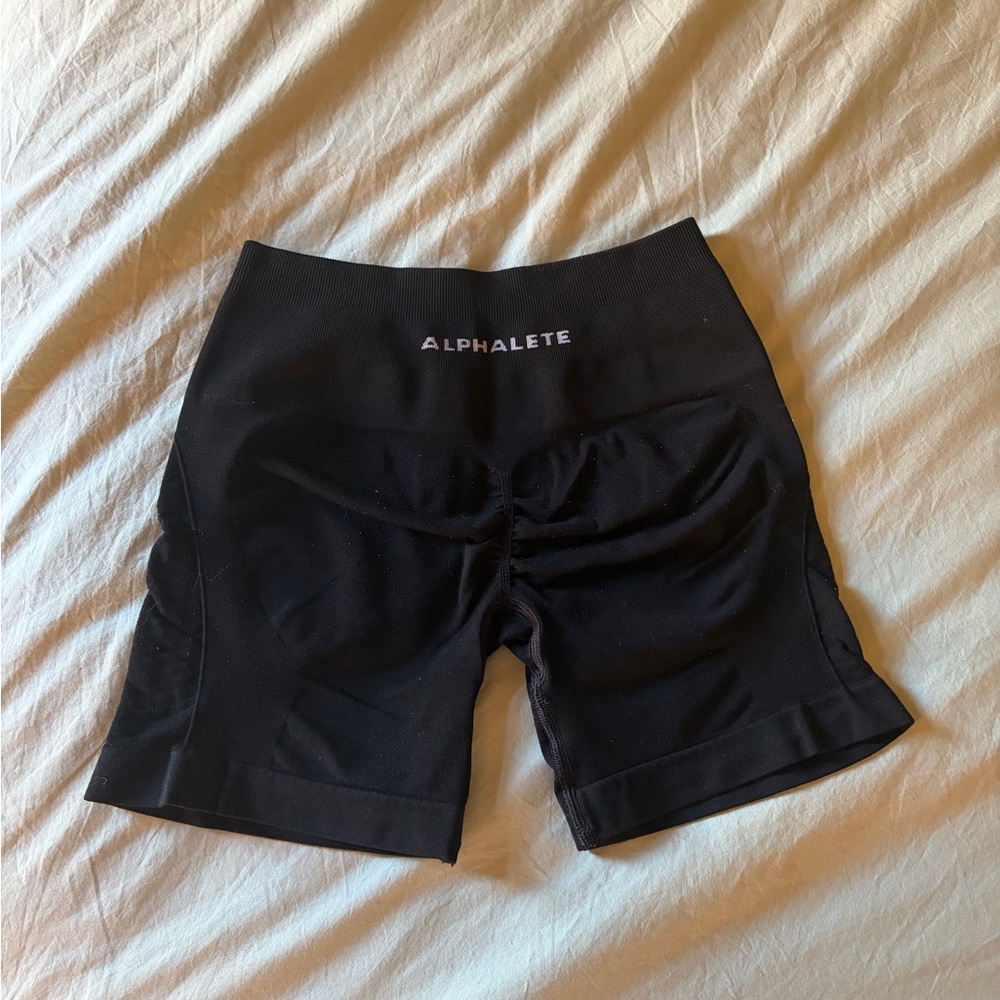 Alphalete Athletics Amplify Contour High-Rise Shorts — Black, Small